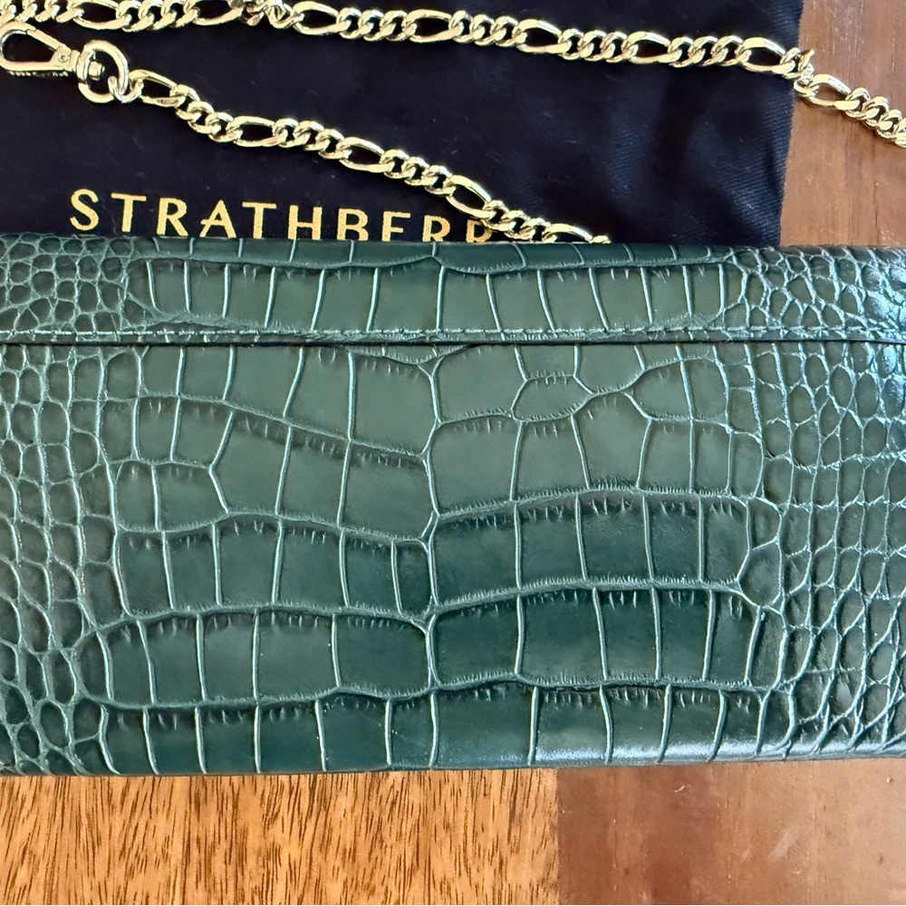 Strathberry Emerald Croc-Embossed Wallet Clutch - Picture 5 of 7